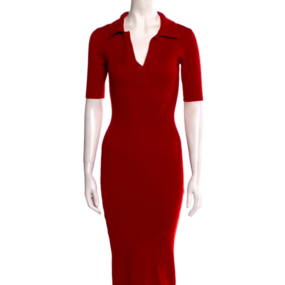 CAROLINE CONSTAS V-Neck Midi Length Dress w/ Tag